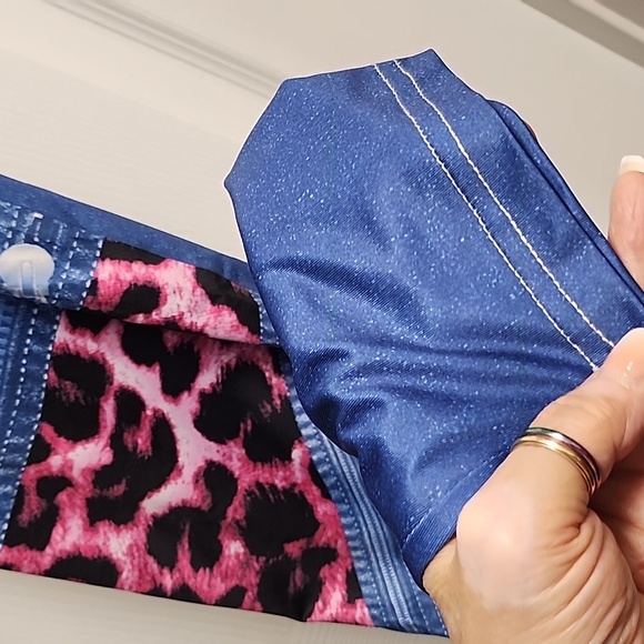 Plus Size High Waist Denim Animal Print 3D Jeggings - Deep Blue - 1XL | US 16 - Picture 4 of 4